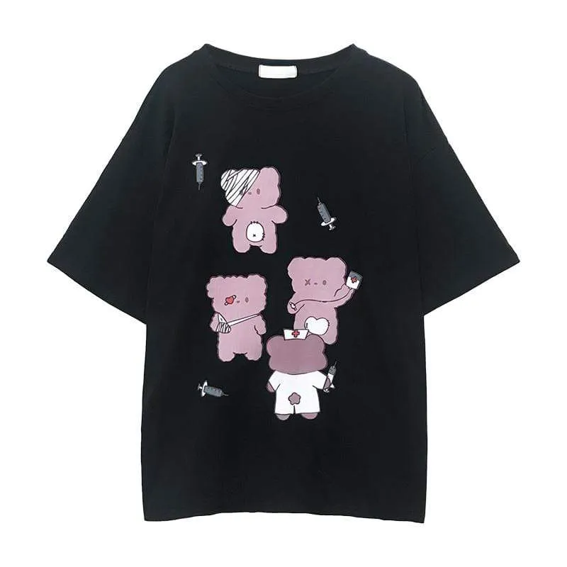 Women's Cute Bear Printed Maxi T-shirts