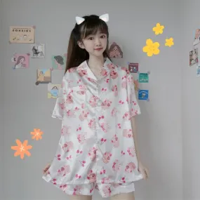 Women's Cute Cake Printed Pajamas One Set